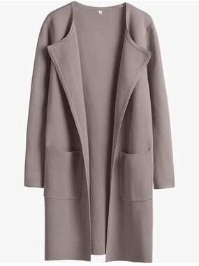Anrabess Women's Cardigan Sweater Open Front Knit Long Jacket in Taupe S